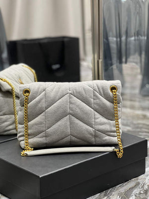 YSL 577476 Saint Laurent Puffer Small Bag In Quilted Lambskin Leather Grey - Default Title - View 6