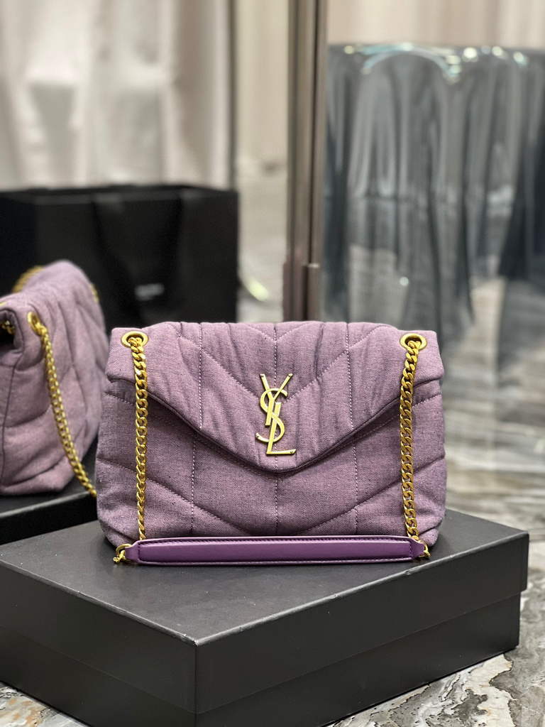 YSL 577476 Saint Laurent Puffer Small Bag In Quilted Lambskin Leather Purple - Default Title - View 1