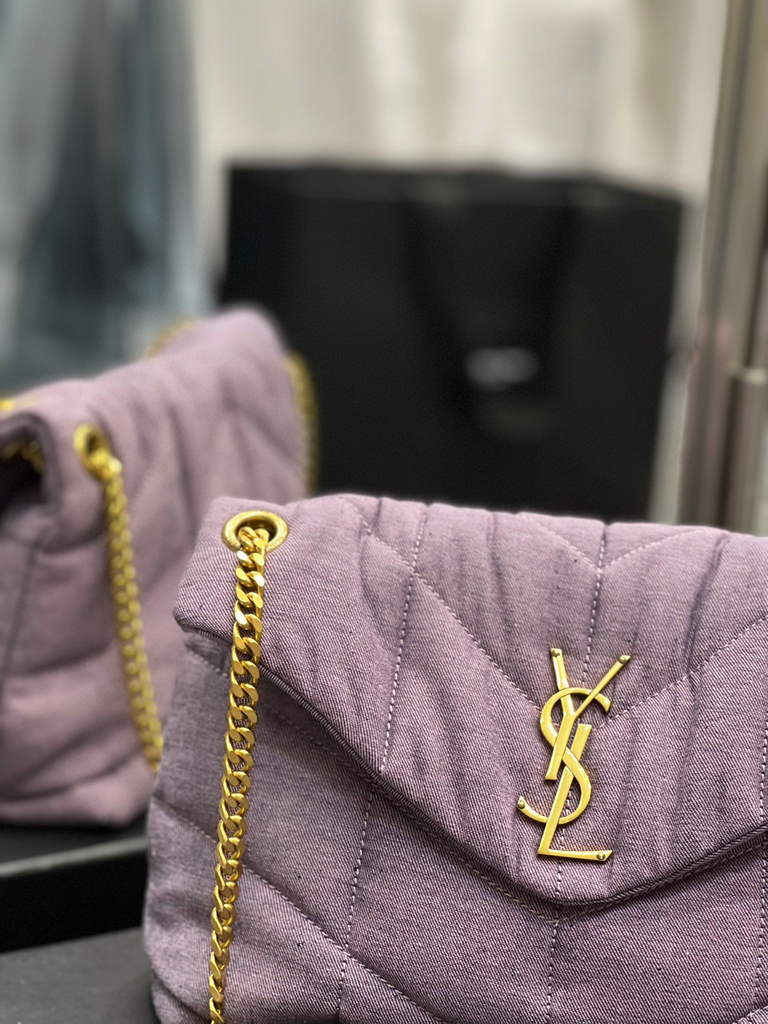 YSL 577476 Saint Laurent Puffer Small Bag In Quilted Lambskin Leather Purple