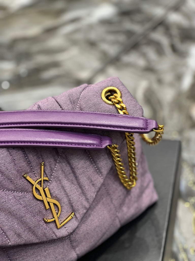 YSL 577476 Saint Laurent Puffer Small Bag In Quilted Lambskin Leather Purple