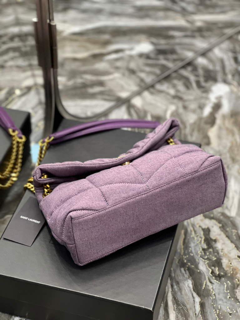 YSL 577476 Saint Laurent Puffer Small Bag In Quilted Lambskin Leather Purple