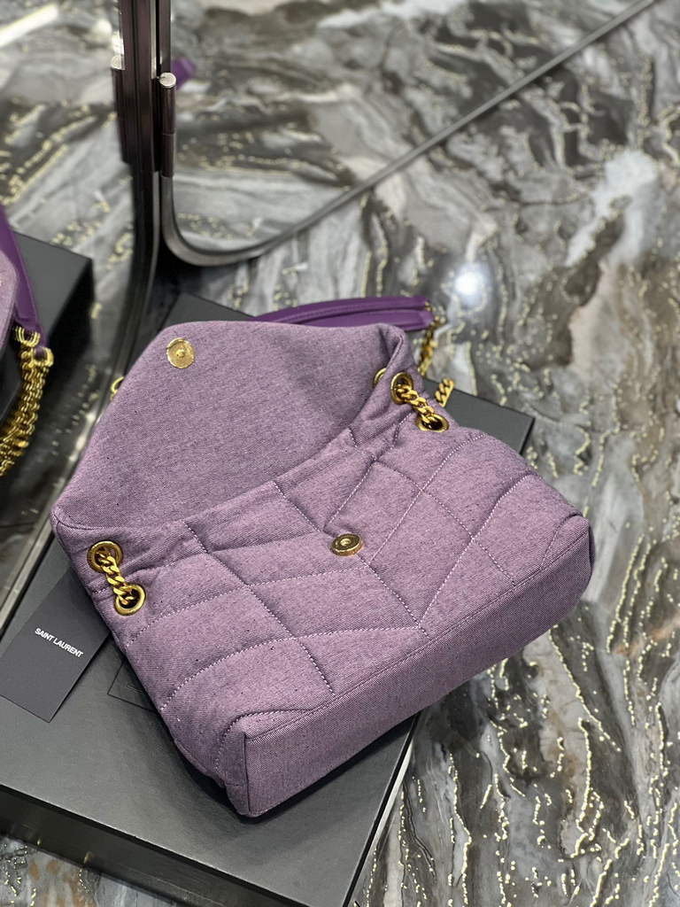 YSL 577476 Saint Laurent Puffer Small Bag In Quilted Lambskin Leather Purple