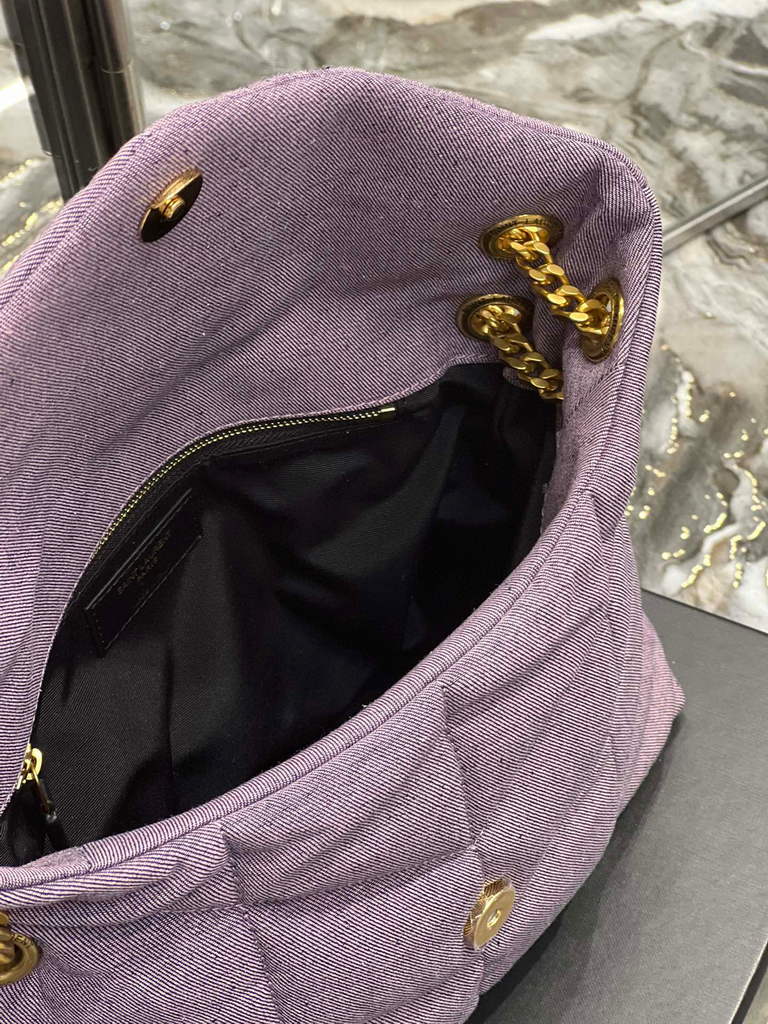 YSL 577476 Saint Laurent Puffer Small Bag In Quilted Lambskin Leather Purple