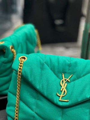 YSL 577476 Saint Laurent Puffer Small Bag In Quilted Lambskin Leather Green - Default Title - View 3