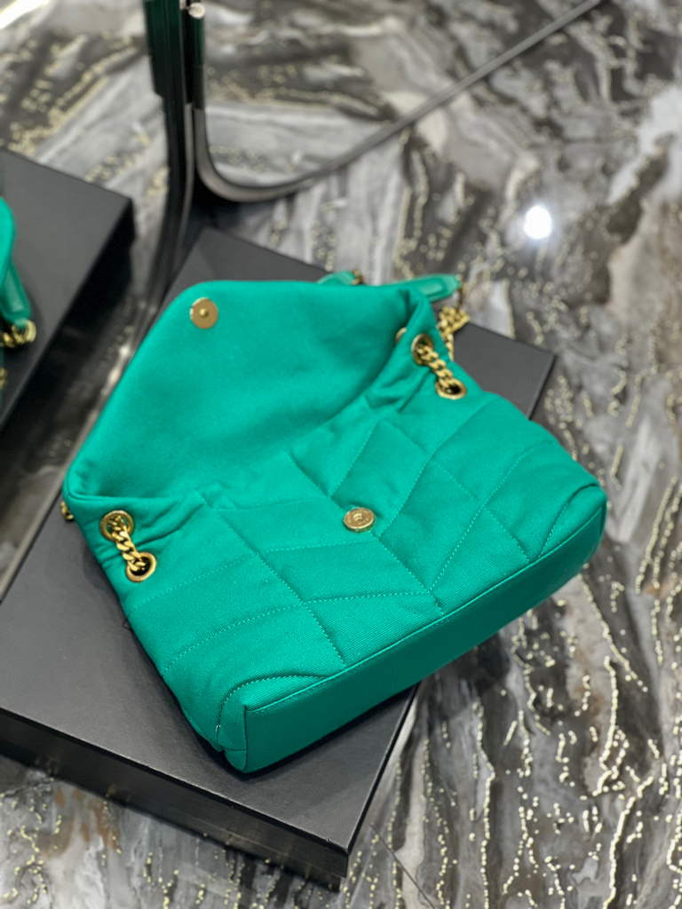 YSL 577476 Saint Laurent Puffer Small Bag In Quilted Lambskin Leather Green