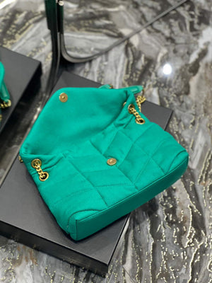 YSL 577476 Saint Laurent Puffer Small Bag In Quilted Lambskin Leather Green - Default Title - View 8