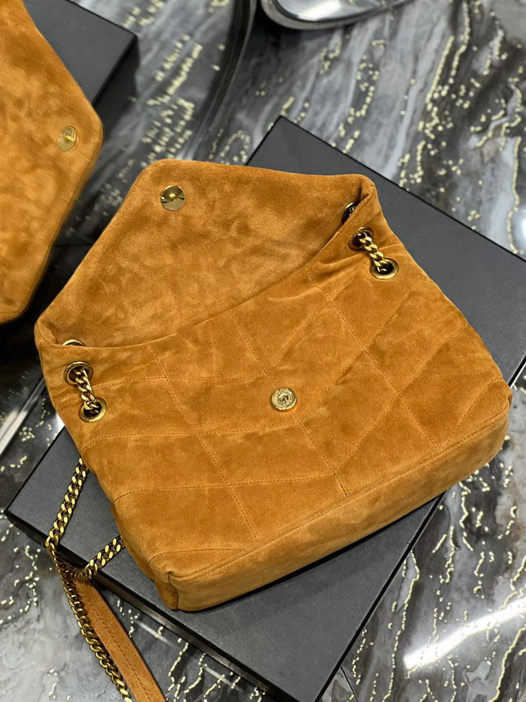 YSL 577476 Saint Laurent Puffer Small Bag In Quilted Lambskin Leather Brown