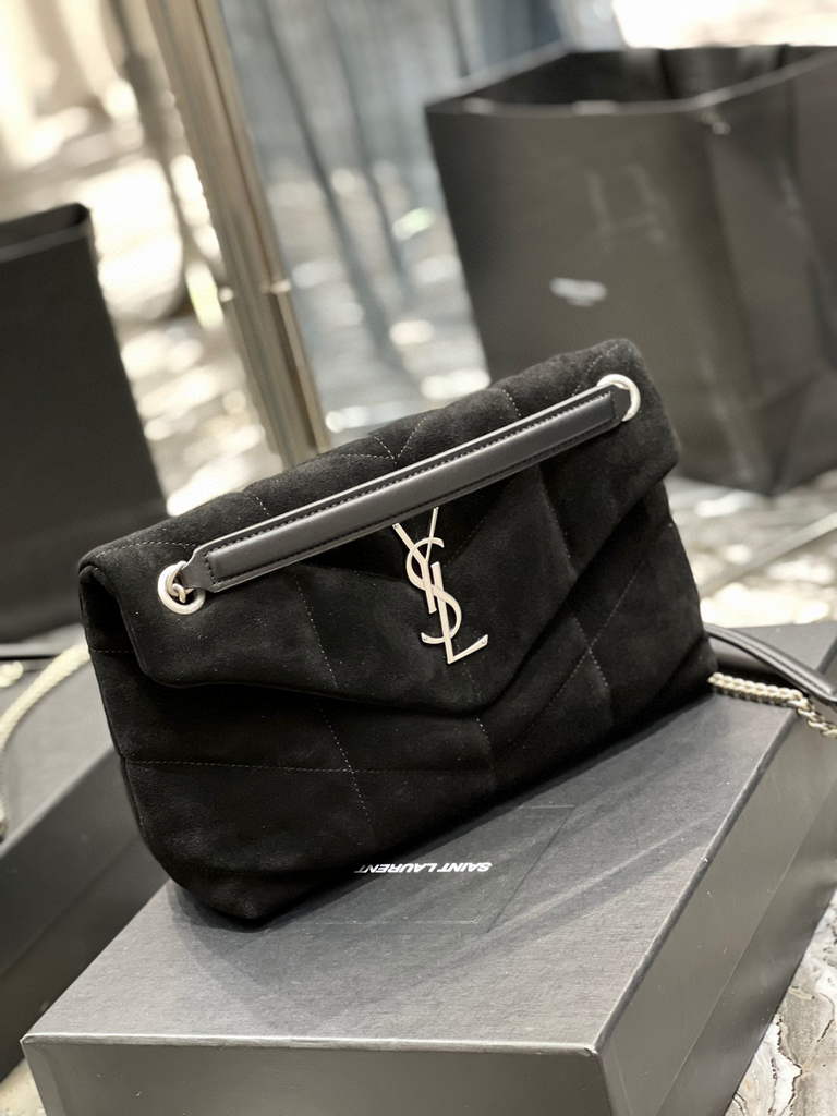 YSL 577476 Saint Laurent Puffer Small Bag In Quilted Lambskin Leather Black
