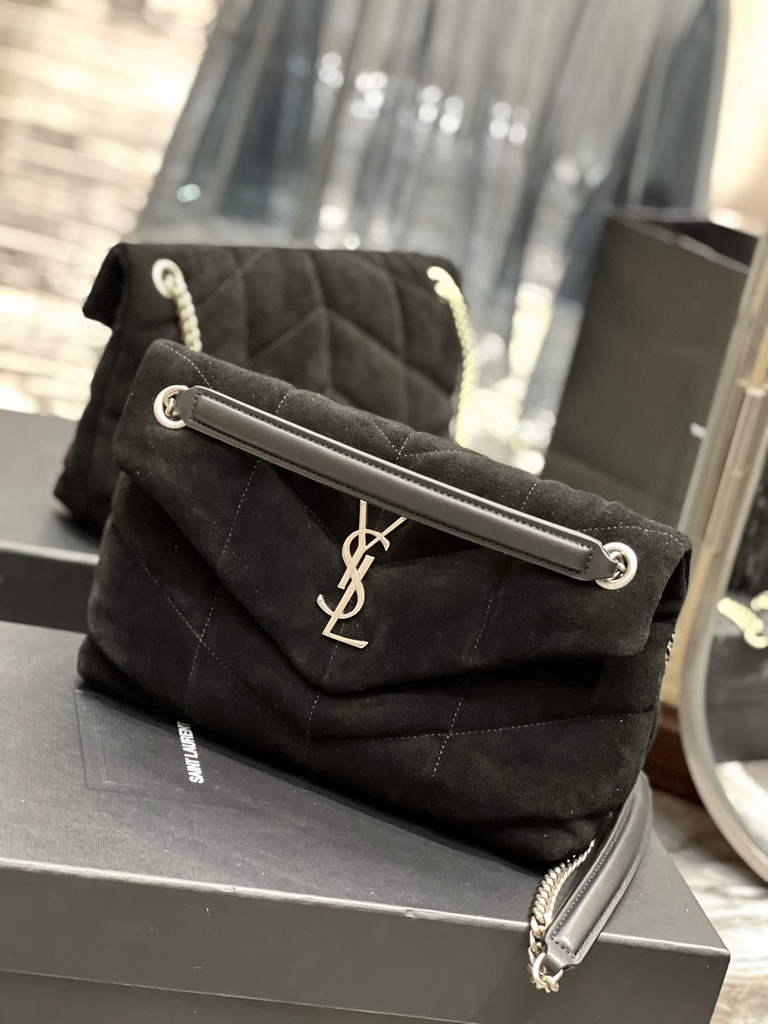 YSL 577476 Saint Laurent Puffer Small Bag In Quilted Lambskin Leather Black
