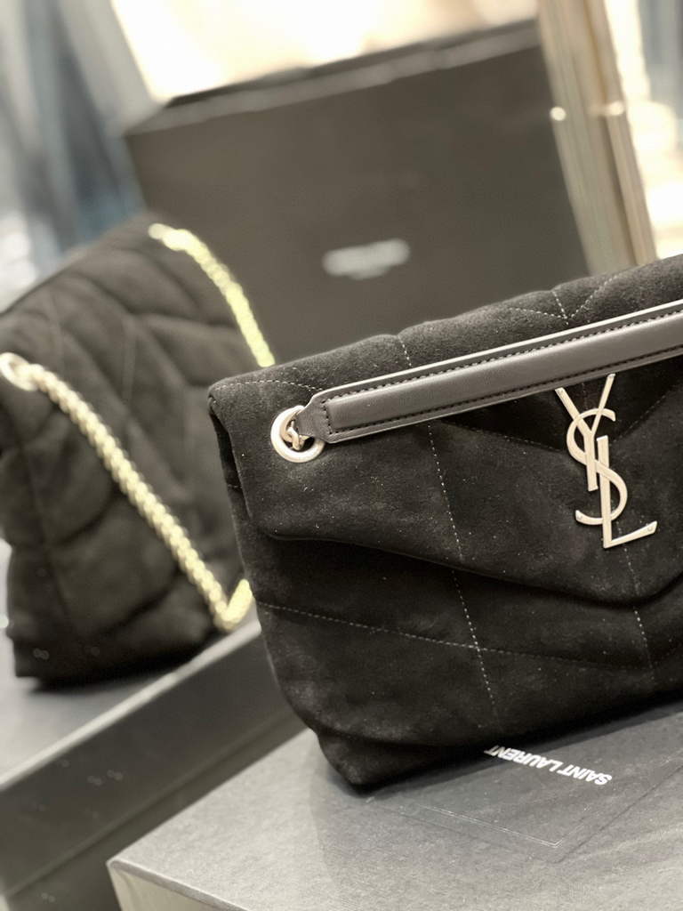 YSL 577476 Saint Laurent Puffer Small Bag In Quilted Lambskin Leather Black
