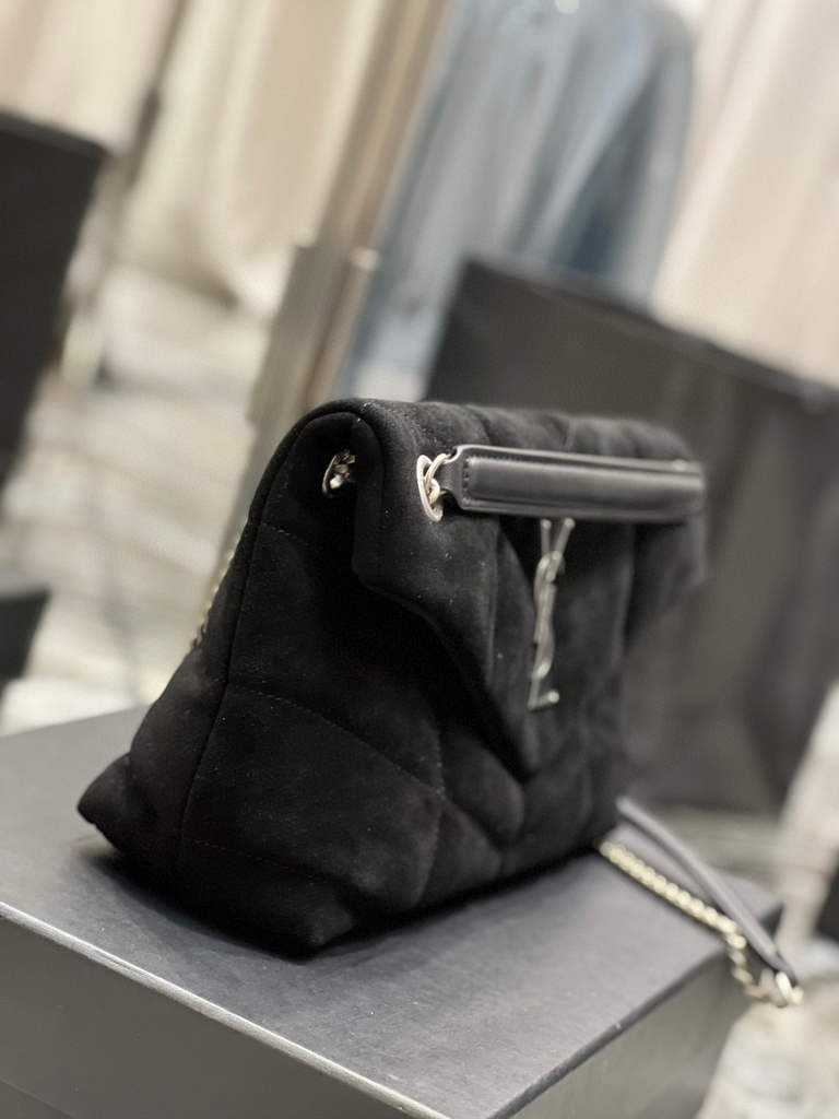 YSL 577476 Saint Laurent Puffer Small Bag In Quilted Lambskin Leather Black