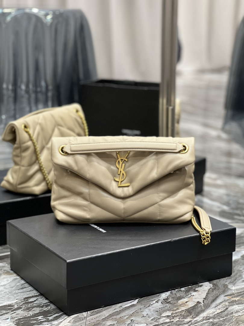 YSL 577476 Saint Laurent Puffer Small In Nappa Leather Apricot - Default Title - View 1