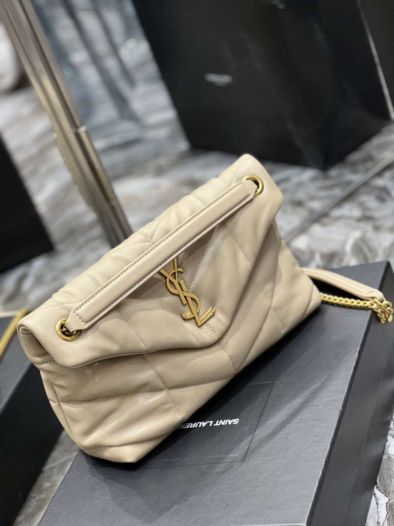 YSL 577476 Saint Laurent Puffer Small In Nappa Leather Apricot