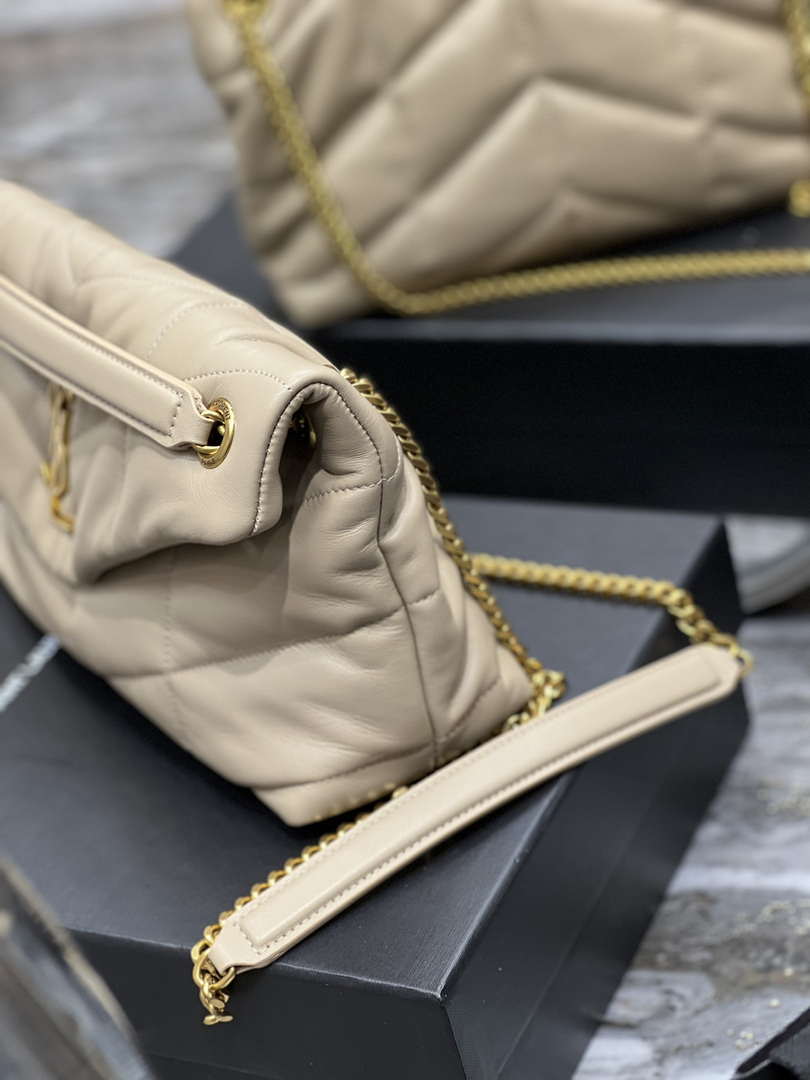YSL 577476 Saint Laurent Puffer Small In Nappa Leather Apricot
