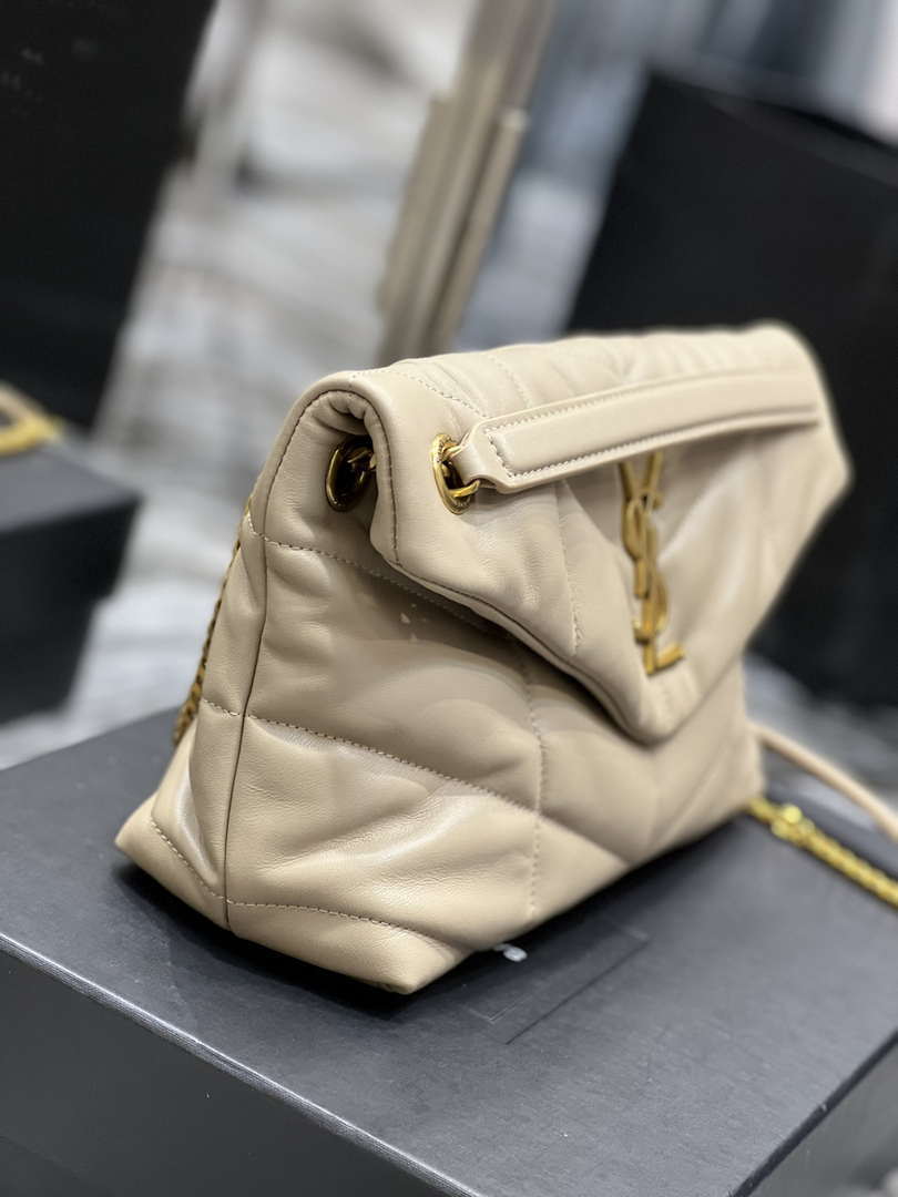 YSL 577476 Saint Laurent Puffer Small In Nappa Leather Apricot