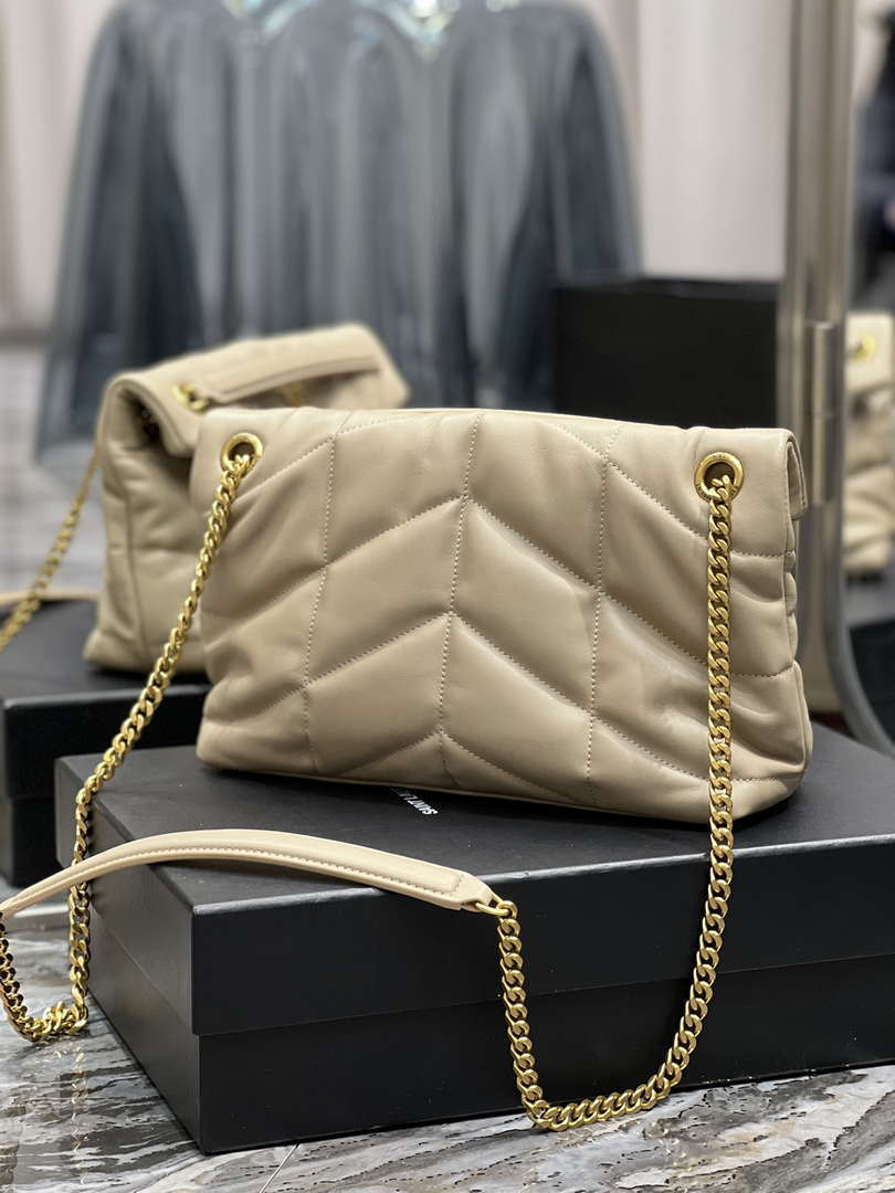 YSL 577476 Saint Laurent Puffer Small In Nappa Leather Apricot