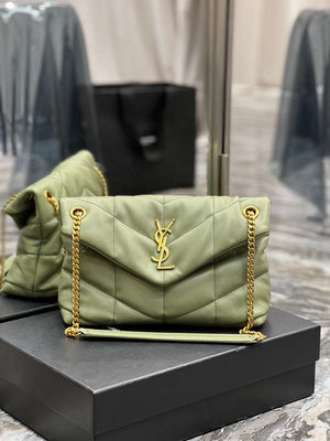 YSL 577476 Saint Laurent Puffer Small In Nappa Leather avocado green - Default Title - View 1
