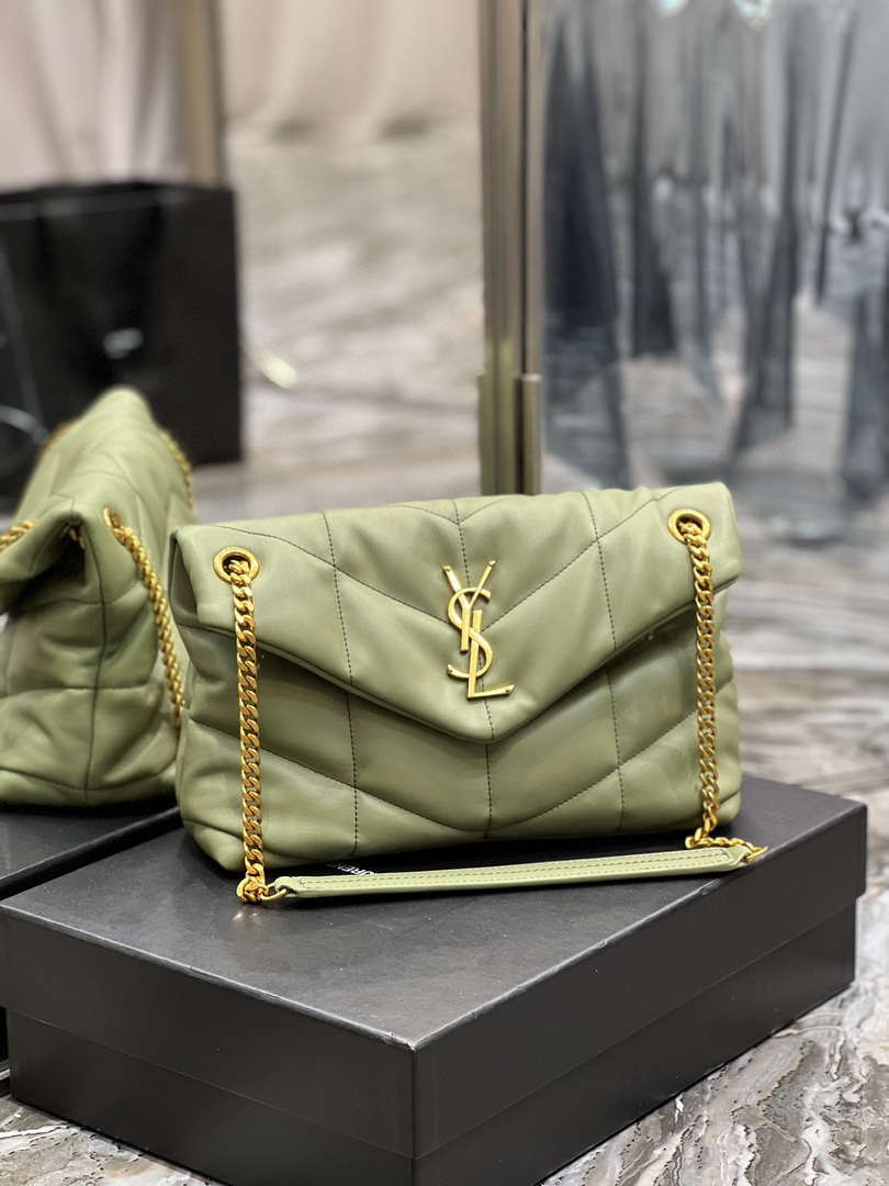 YSL 577476 Saint Laurent Puffer Small In Nappa Leather avocado green