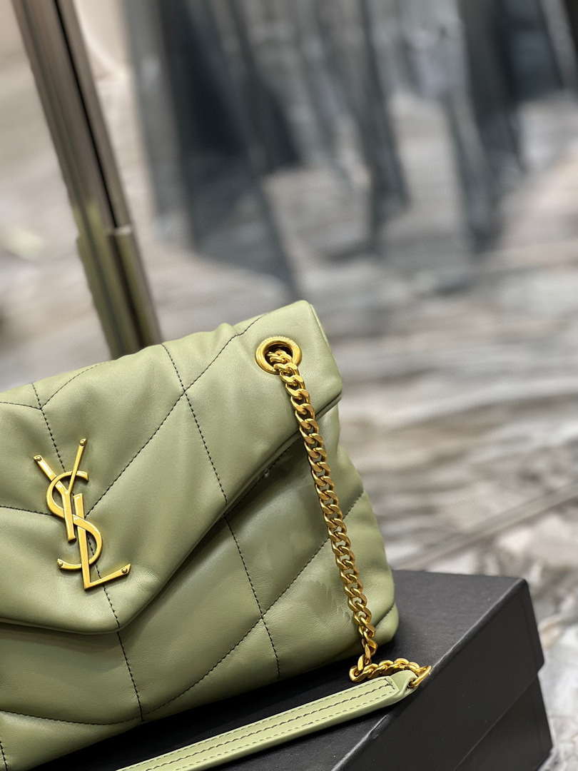 YSL 577476 Saint Laurent Puffer Small In Nappa Leather avocado green