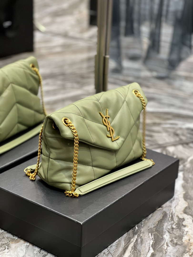 YSL 577476 Saint Laurent Puffer Small In Nappa Leather avocado green