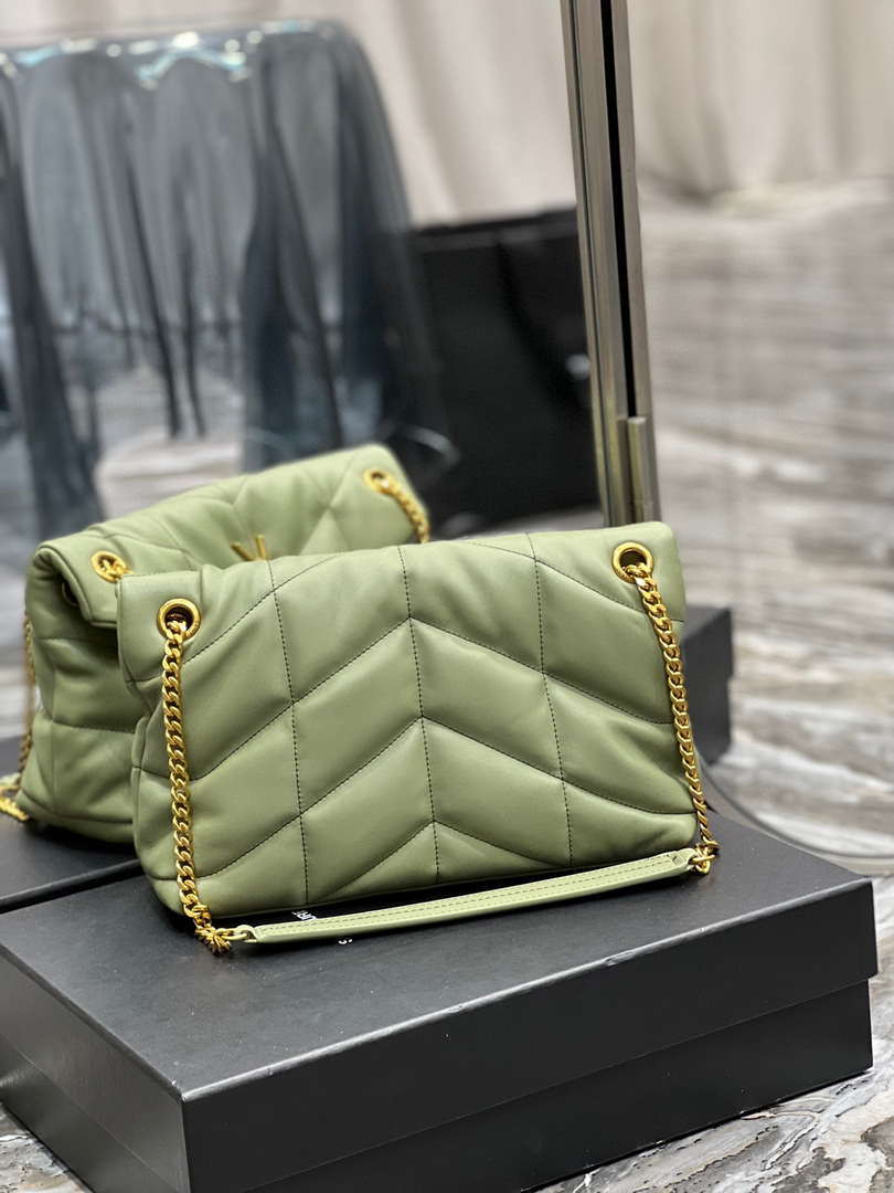 YSL 577476 Saint Laurent Puffer Small In Nappa Leather avocado green