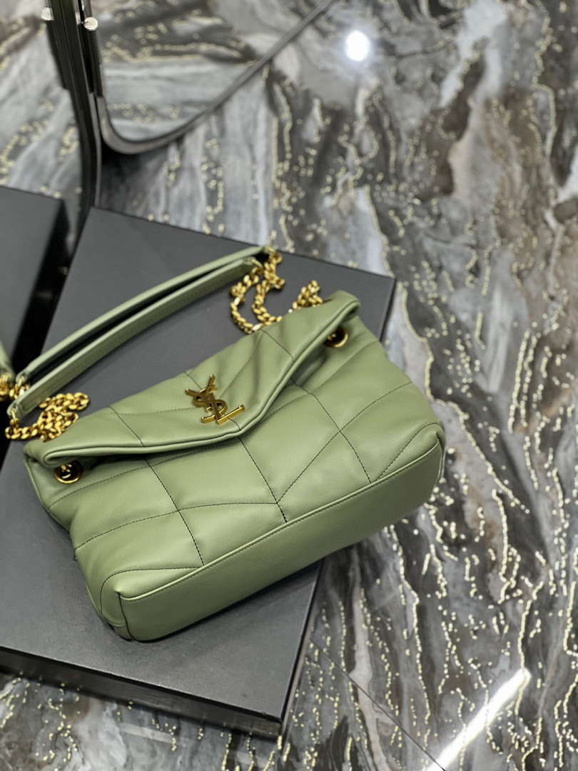 YSL 577476 Saint Laurent Puffer Small In Nappa Leather avocado green