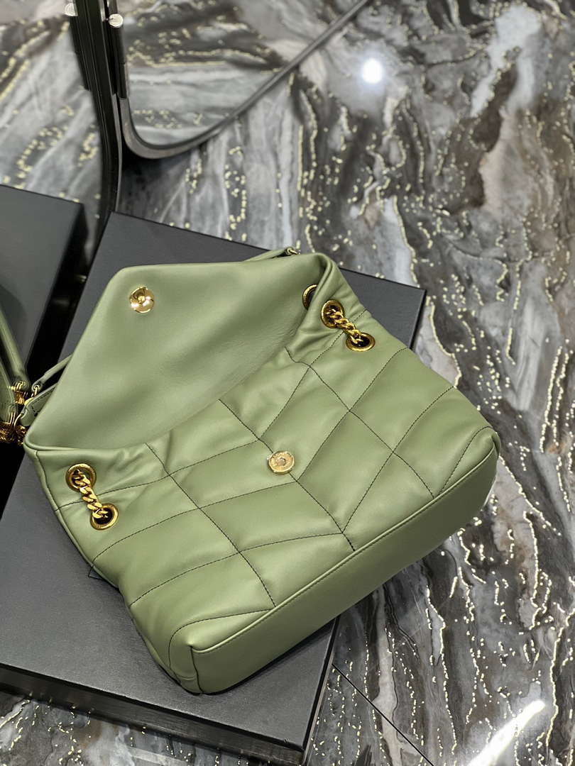 YSL 577476 Saint Laurent Puffer Small In Nappa Leather avocado green