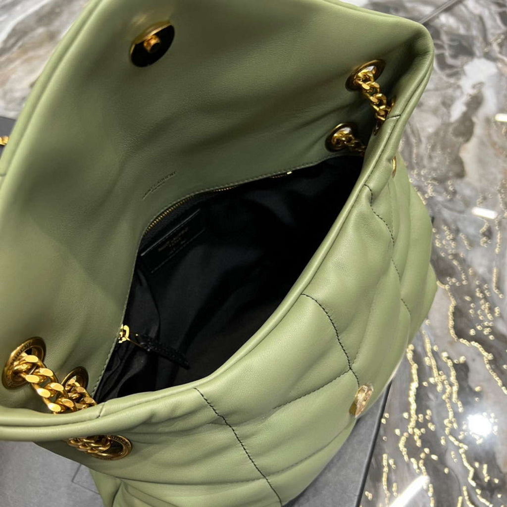 YSL 577476 Saint Laurent Puffer Small In Nappa Leather avocado green