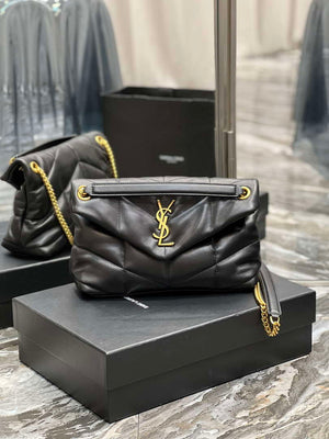 YSL 577476 Saint Laurent Puffer Small In Nappa Leather Black - Gold - View 1