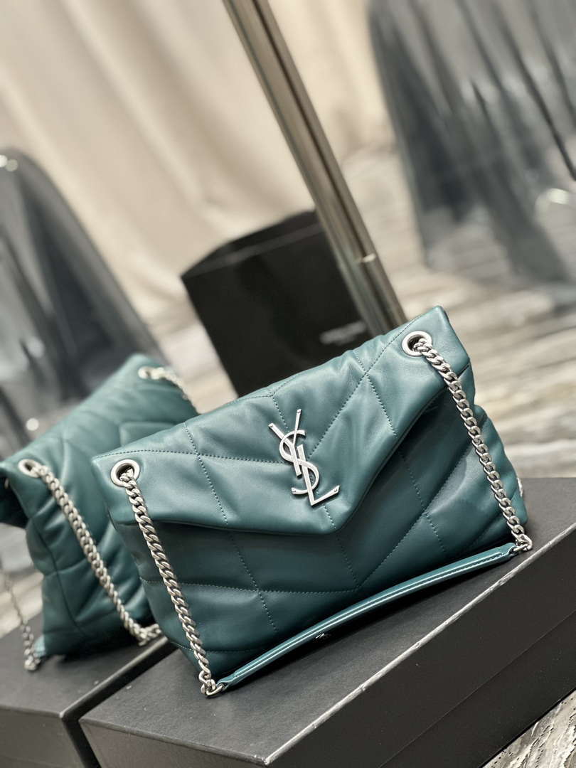YSL 577476 Saint Laurent Puffer Small In Nappa Leather Blue