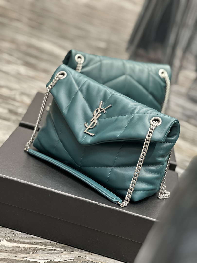 YSL 577476 Saint Laurent Puffer Small In Nappa Leather Blue
