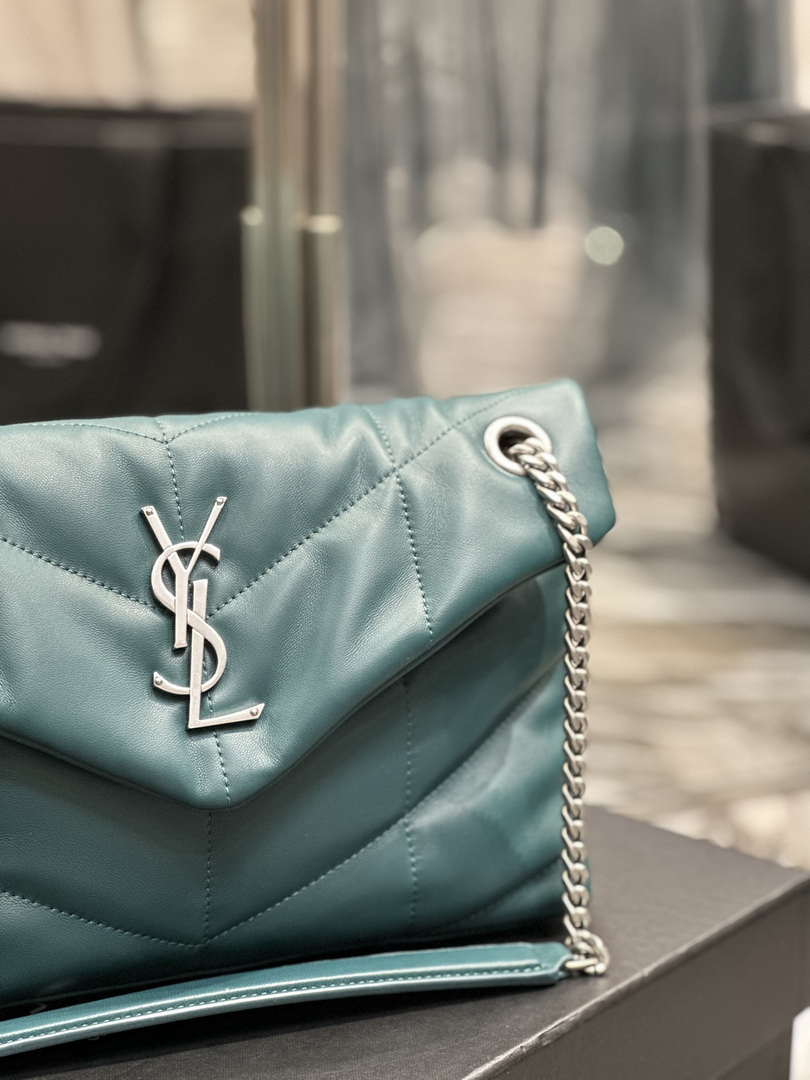 YSL 577476 Saint Laurent Puffer Small In Nappa Leather Blue