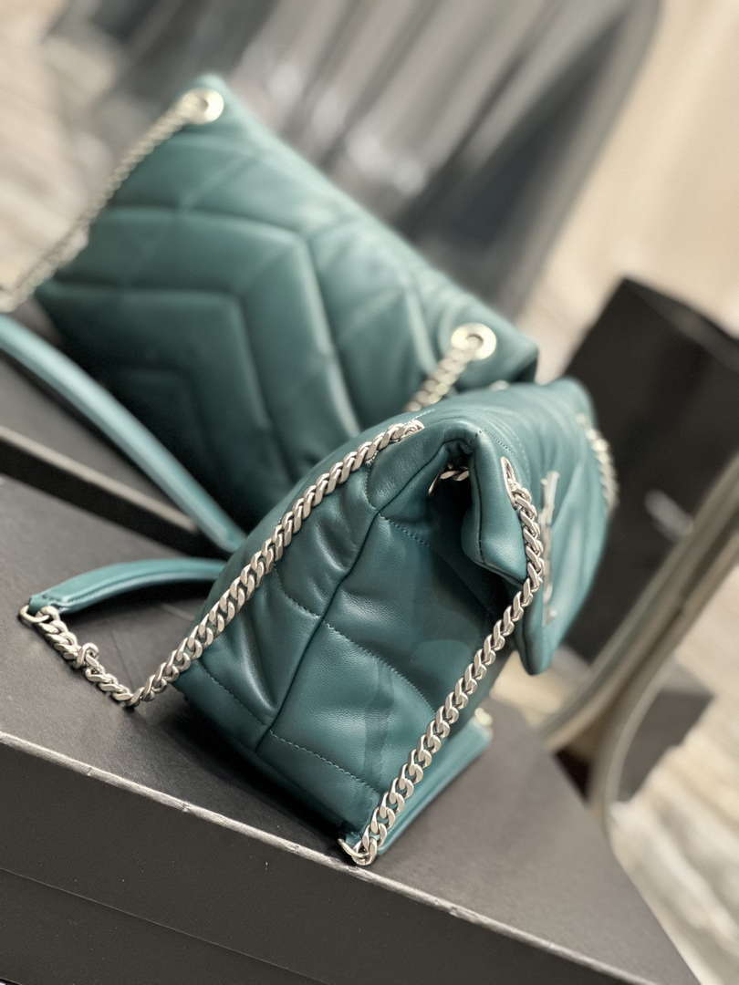 YSL 577476 Saint Laurent Puffer Small In Nappa Leather Blue