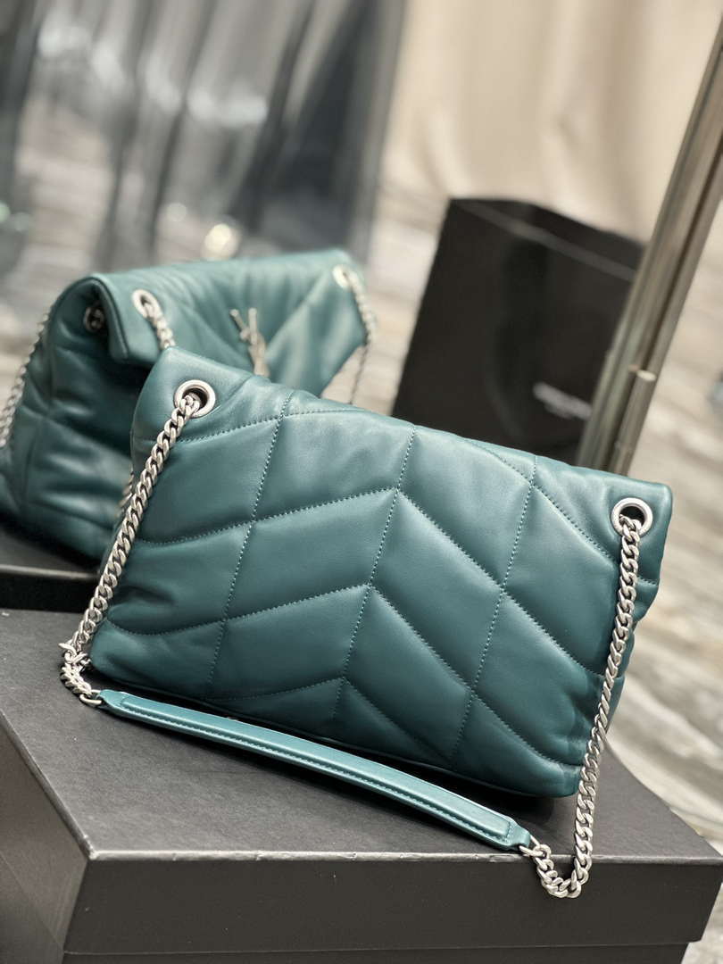 YSL 577476 Saint Laurent Puffer Small In Nappa Leather Blue