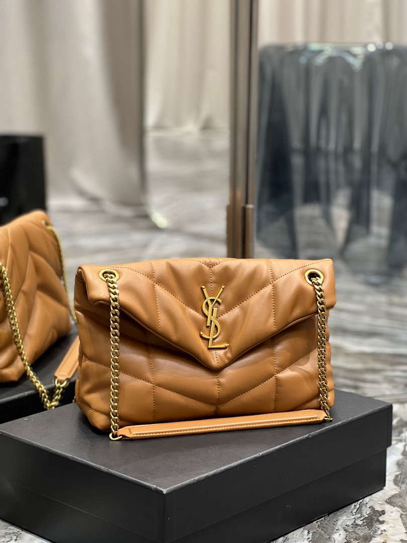 YSL 577476 Saint Laurent Puffer Small In Nappa Leather Brown