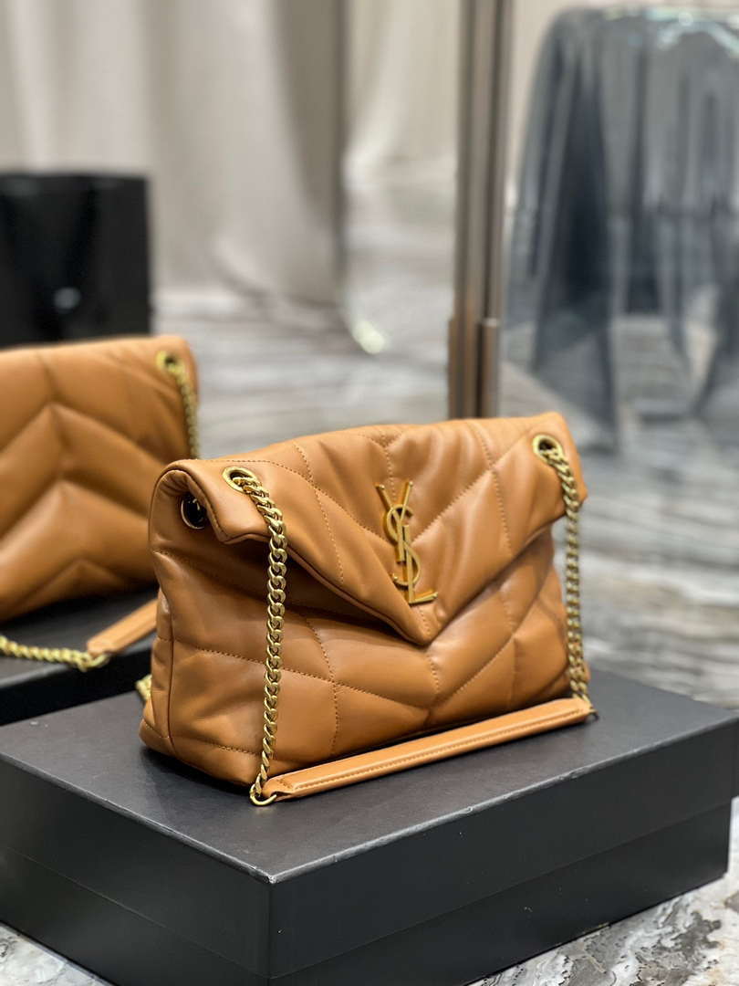 YSL 577476 Saint Laurent Puffer Small In Nappa Leather Brown
