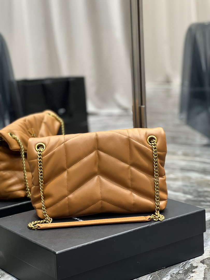YSL 577476 Saint Laurent Puffer Small In Nappa Leather Brown