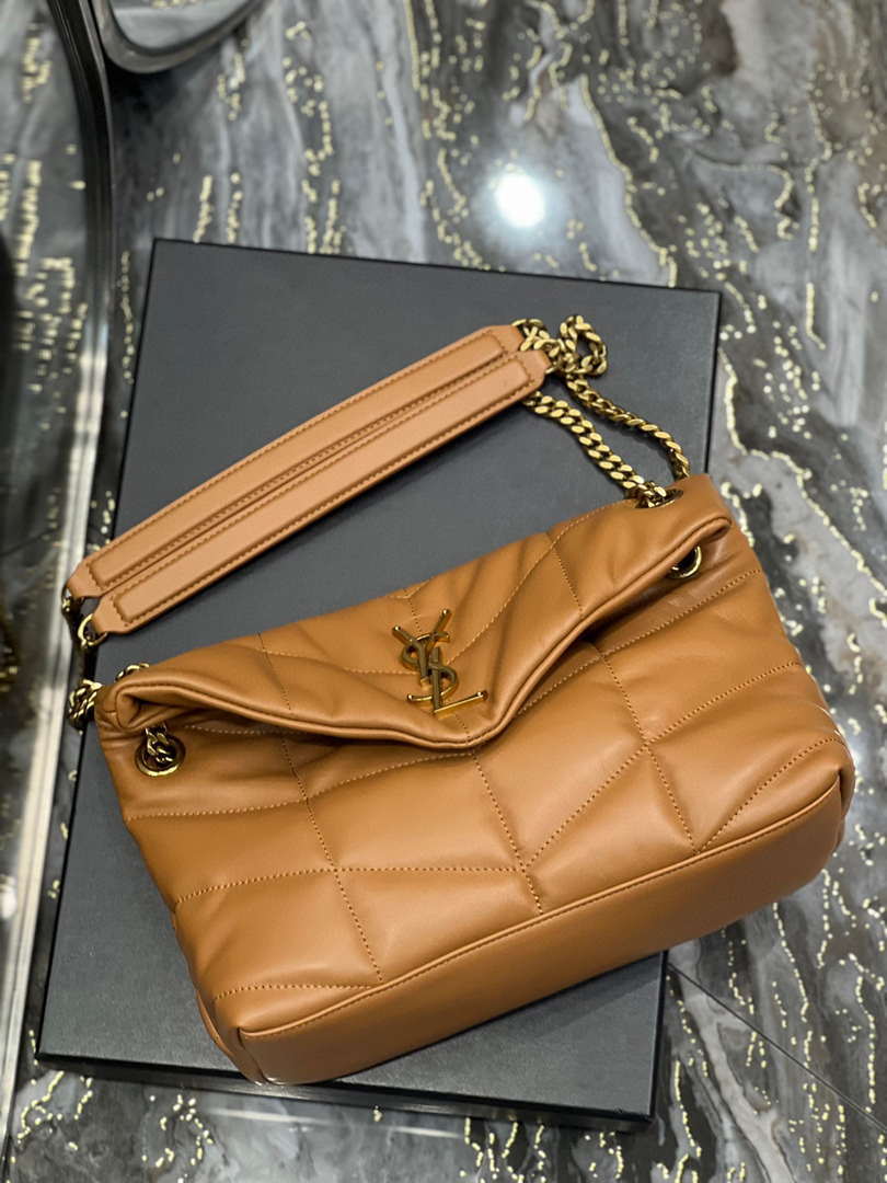 YSL 577476 Saint Laurent Puffer Small In Nappa Leather Brown