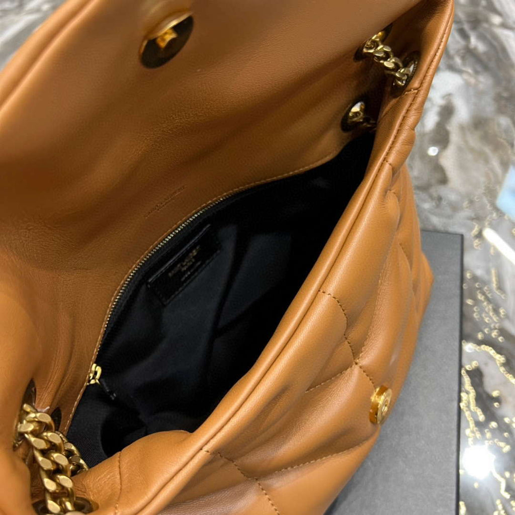 YSL 577476 Saint Laurent Puffer Small In Nappa Leather Brown