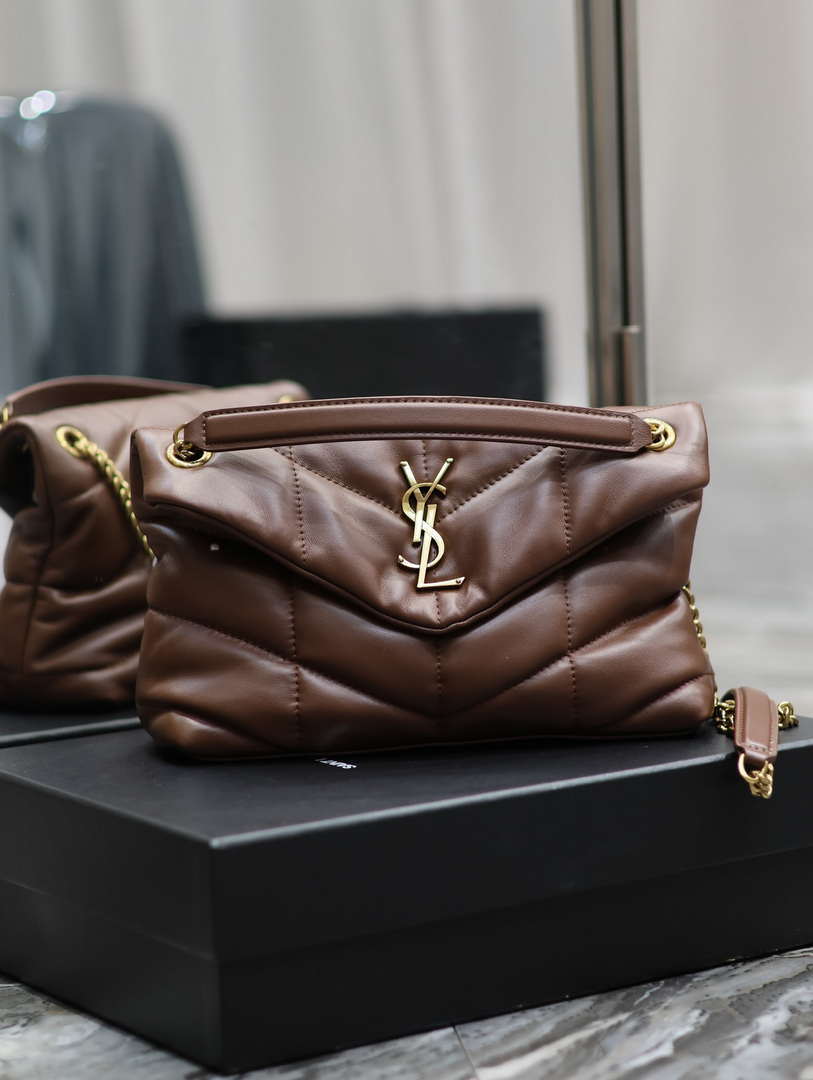 YSL 577476 Saint Laurent Puffer Small In Nappa Leather Dark Brown - Default Title - View 1