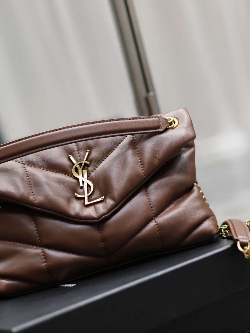 YSL 577476 Saint Laurent Puffer Small In Nappa Leather Dark Brown