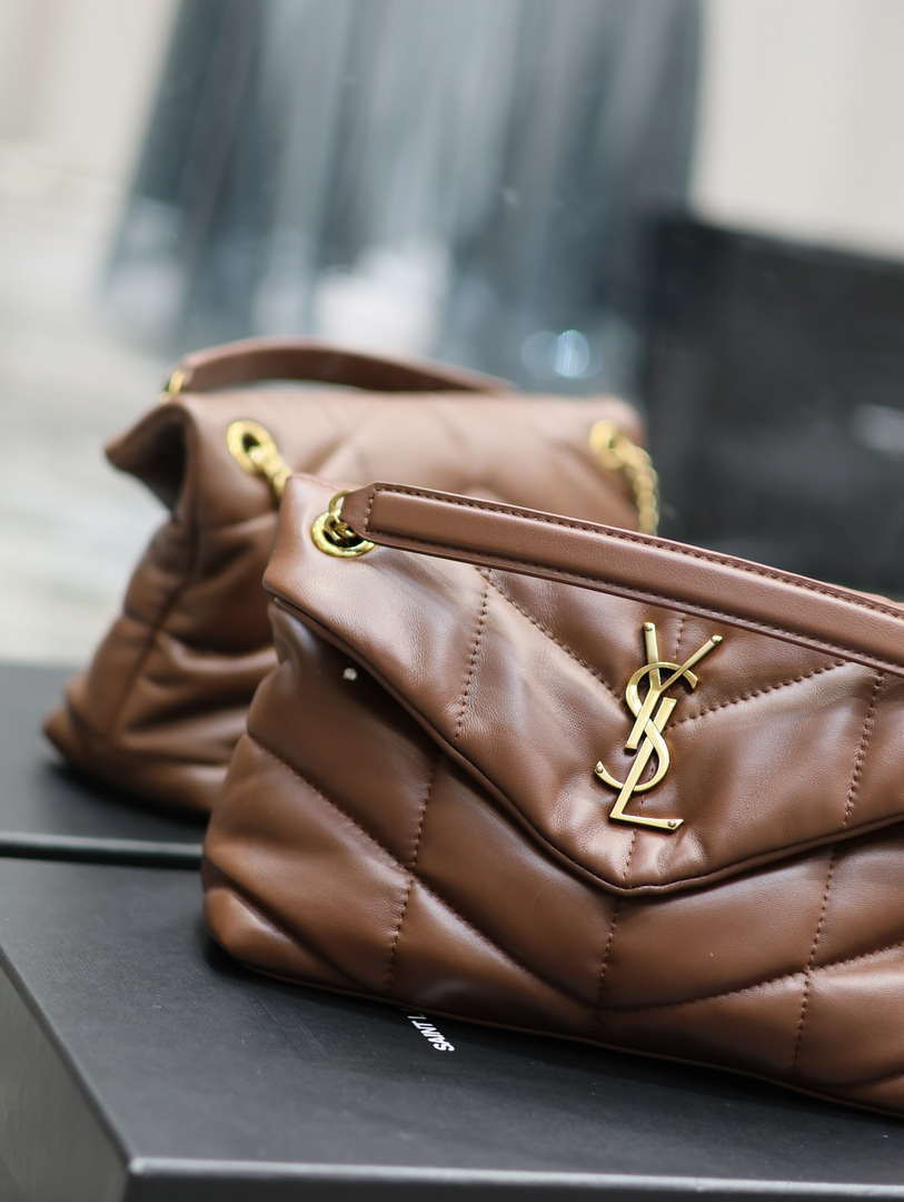 YSL 577476 Saint Laurent Puffer Small In Nappa Leather Dark Brown