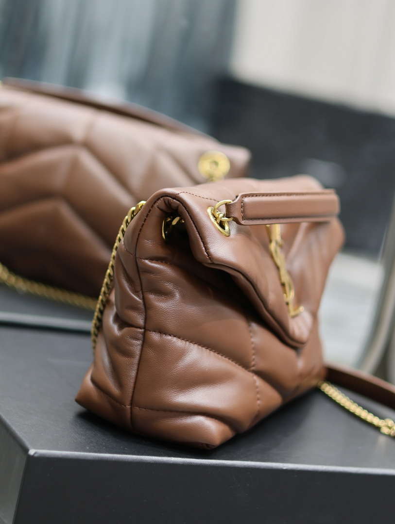 YSL 577476 Saint Laurent Puffer Small In Nappa Leather Dark Brown