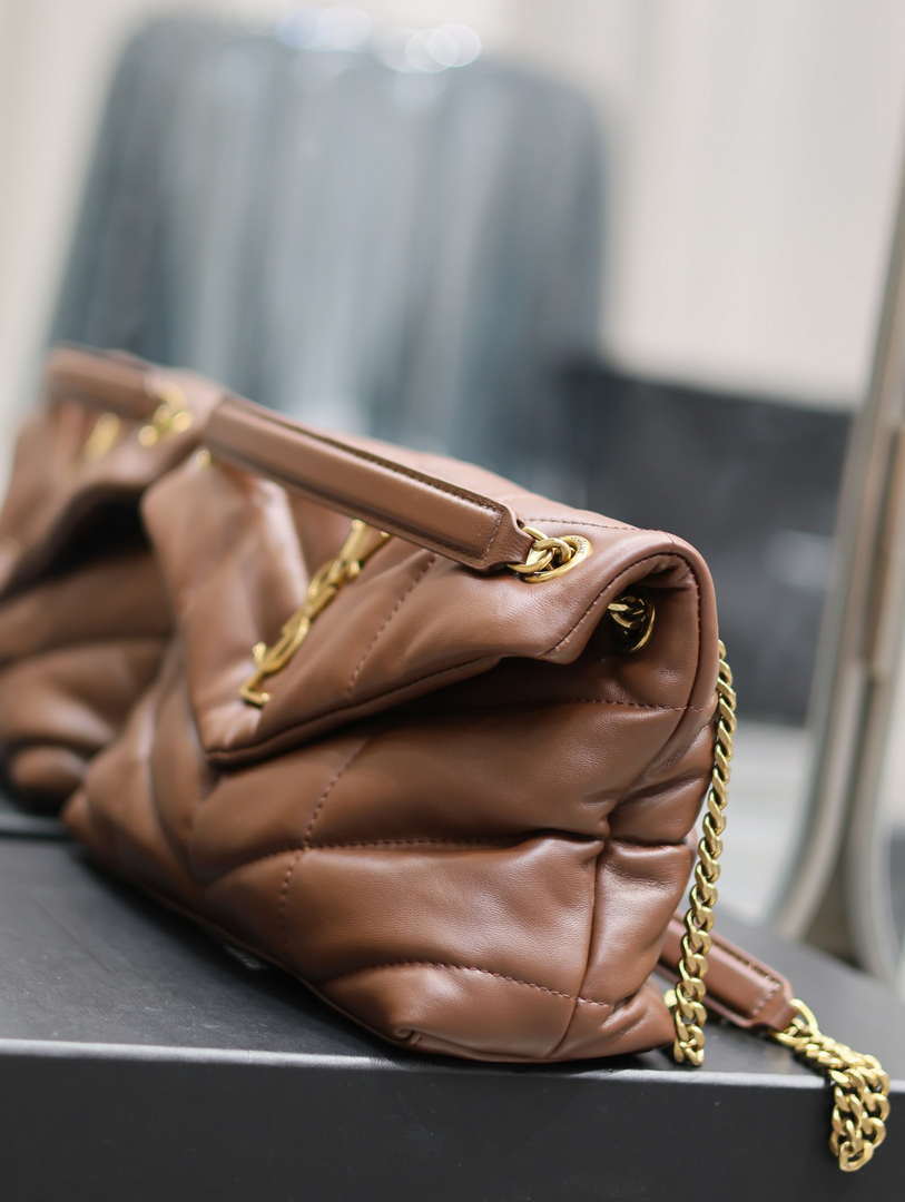 YSL 577476 Saint Laurent Puffer Small In Nappa Leather Dark Brown