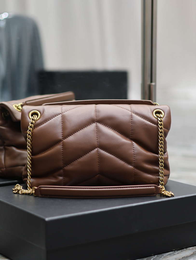 YSL 577476 Saint Laurent Puffer Small In Nappa Leather Dark Brown
