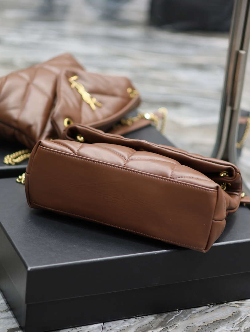 YSL 577476 Saint Laurent Puffer Small In Nappa Leather Dark Brown