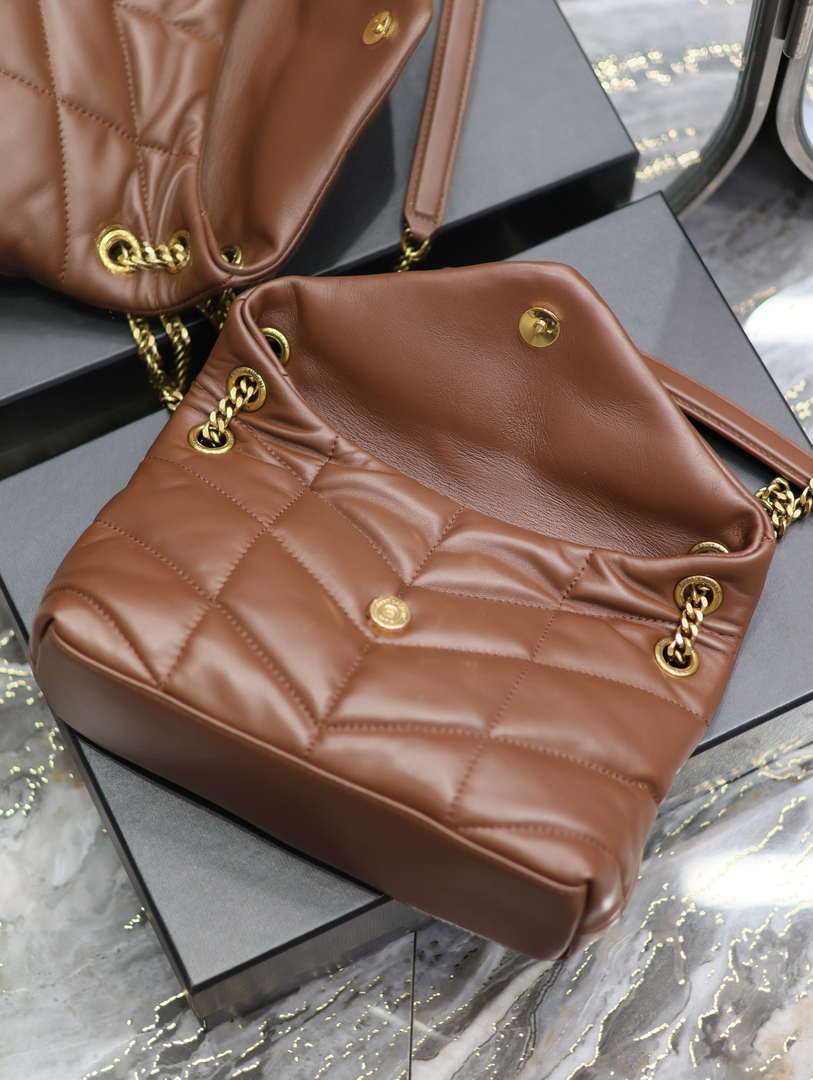 YSL 577476 Saint Laurent Puffer Small In Nappa Leather Dark Brown