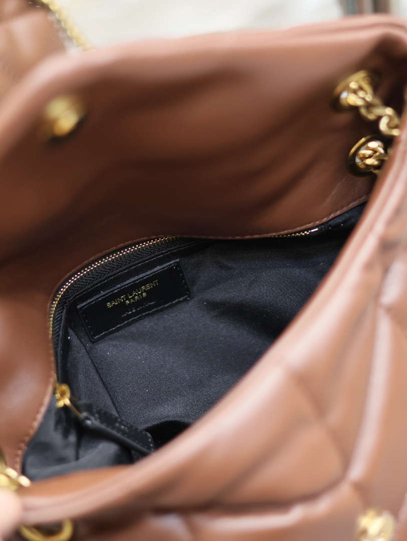 YSL 577476 Saint Laurent Puffer Small In Nappa Leather Dark Brown