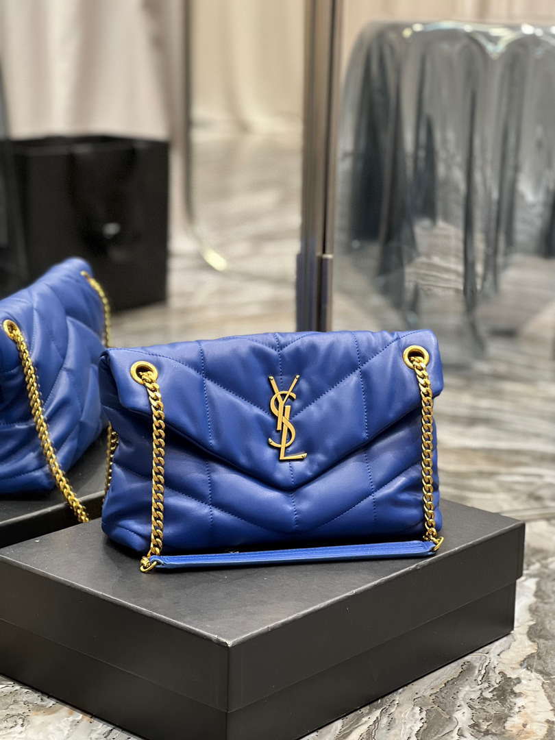 YSL 577476 Saint Laurent Puffer Small In Nappa Leather Electric Blue
