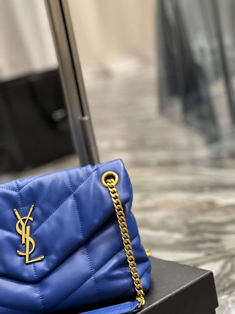YSL 577476 Saint Laurent Puffer Small In Nappa Leather Electric Blue